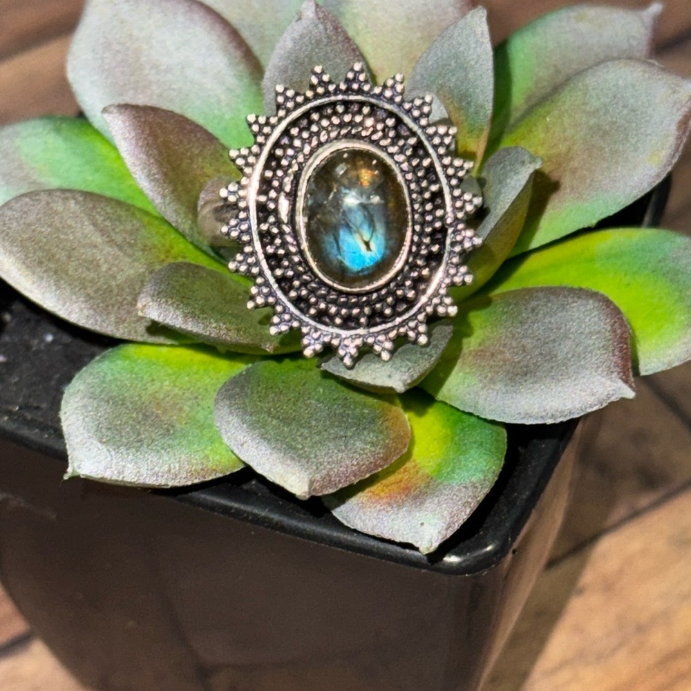 Fiery Labradorite Silver Ring - image 1